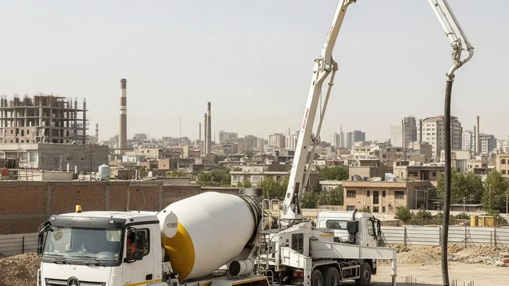 بتن آماده تبریز آراز بتن هیراد با پمپ هوایی و تراک میکسر مجهز